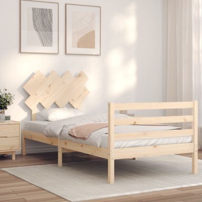 vidaXL Rám postele s čelom 100x200 cm masívne drevo