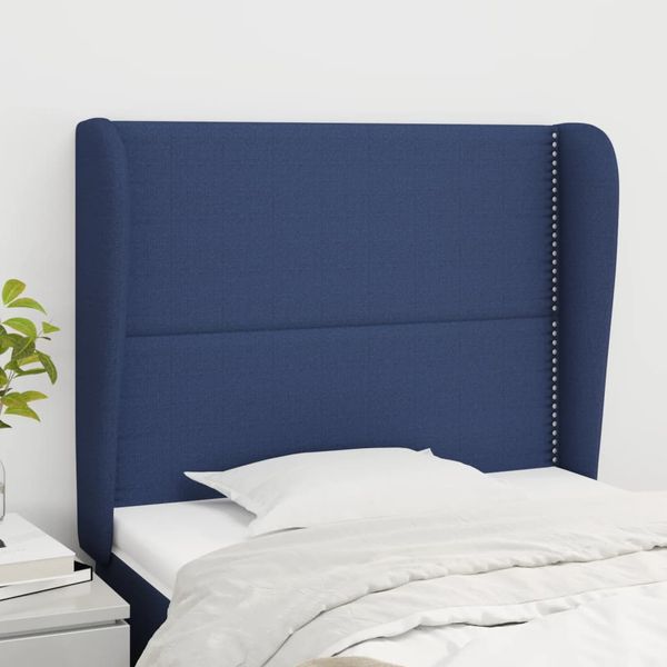 vidaXL Čelo postele so záhybmi modré 103x23x118/128 cm látka