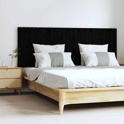 vidaXL Nástenné čelo postele čierne 166x3x60 cm masívna borovica