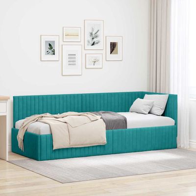 vidaXL Rohový rám postele Tyrkysová 80 cm x 200 cm Zamat