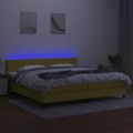 vidaXL Posteľ boxsping s matracom a LED zelená 200x200 cm látka