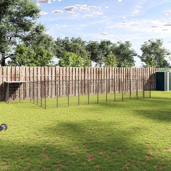 vidaXL Koterec pre psy čierny 26,62 m² oceľ