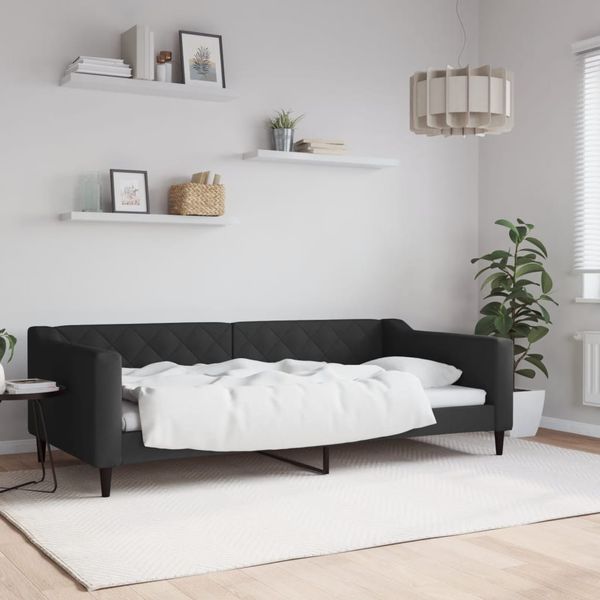 vidaXL Denná posteľ čierna 100x200 cm látka