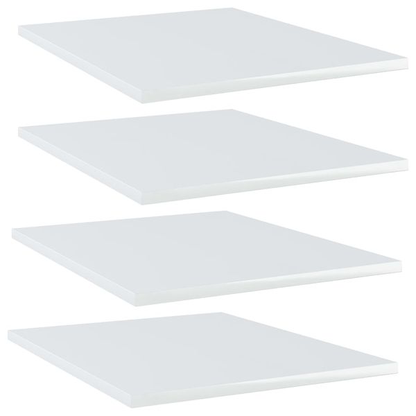 vidaXL Prídavné police 4ks, lesklé biele 40x50x1,5cm, kompozitné drevo