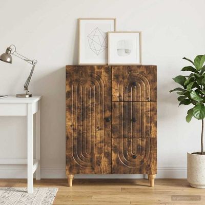 vidaXL Servírovacia skriňa so zásuvkou Dymový dub 66 x 34,5 x 90 cm