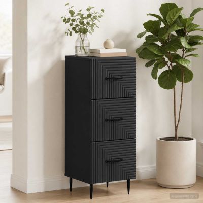 vidaXL Zásuvkový kabinet Čierna 33 x 34,5 x 89,5 cm Kompozitné drevo
