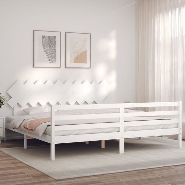vidaXL Posteľný rám s čelom biely 200x200 cm masívne drevo