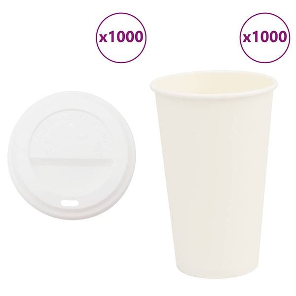 vidaXL papierové šálky na kávu s viečkom 1000 ks 16oz 400ml