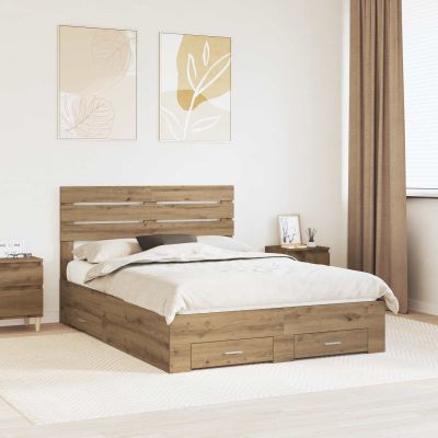 vidaXL Rám postele Remeselný dub 140 x 190 cm Kompozitné drevo