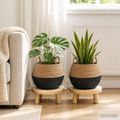 vidaXL Kvetináč s uchami 2 ks Čierna Ø 45 x 36 cm 100% Morská tráva