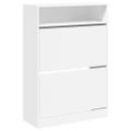vidaXL Botník s 2 výklopnými zásuvkami biely 80x34x116 cm