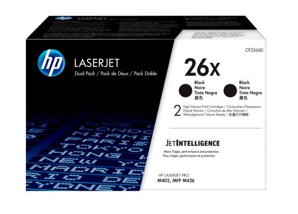 HP 26X tlačová kazeta čierna veľká, CF226XD - 2pack