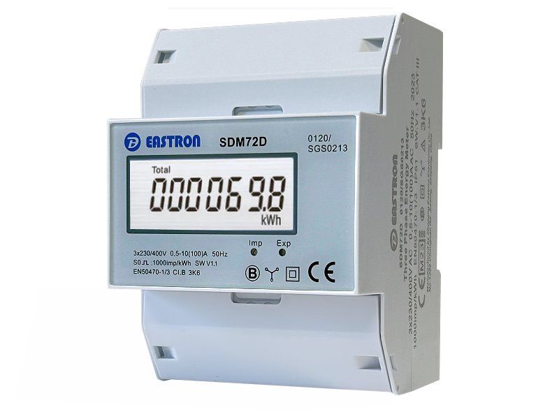 Elektromer 3F na DIN lištu trojfázový EASTRON SDM72 D, MID, digitálny