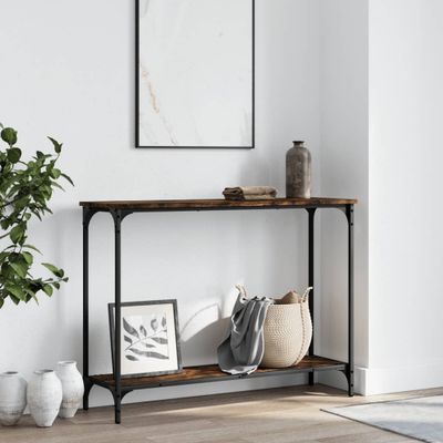 vidaXL Konzolový stolík dymový dub 101x30,5x75 cm kompozitné drevo