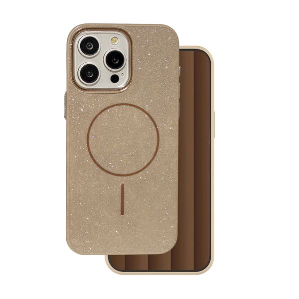 Trblietavé tenké Mag puzdro pre iPhone 16 Pro 6,3" hnedá