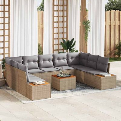vidaXL Súprava záhradných pohoviek 5 pcs Beige a svetlo šedá Polyratan
