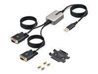 StarTech 13ft (4m) 2-Port USB to Serial Adapter Cable, Interchangeable DB9 Screws/Nuts, COM Retention, USB-A to DB9 RS232, FTDI, Level-4 ESD Protection, Windows/macOS/ChromeOS/Linux - Rugged TPE Construction (2P6FFC-USB-SERIAL) - USB / sériový kábel - USB (M) do DB-9 (M) skrutkovací - 4 m - čierna