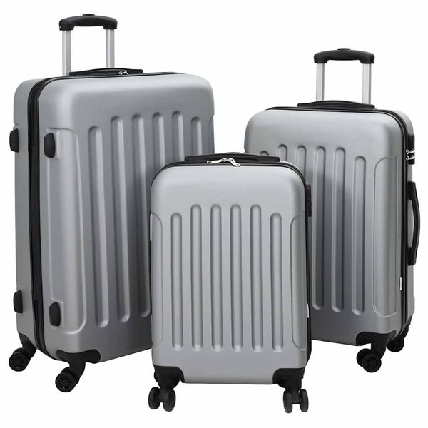 vidaXL Kufor so zámkom 3 pcs Strieborná 50 x 31 x 78 cm ABS plast