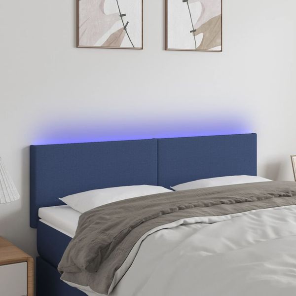vidaXL Čelo postele s LED krémové 144x5x78/88 cm látka