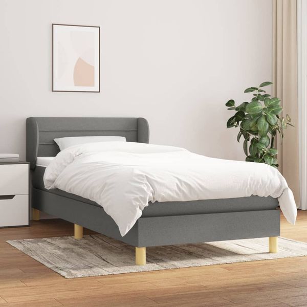 vidaXL Boxspring posteľ s matracom tmavosivá 90x190 cm látka