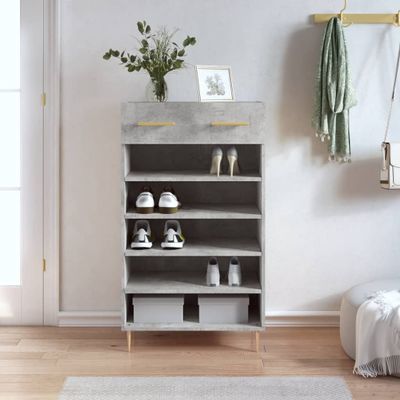 vidaXL Botník betónovo sivý 60x35x105 cm kompozitné drevo