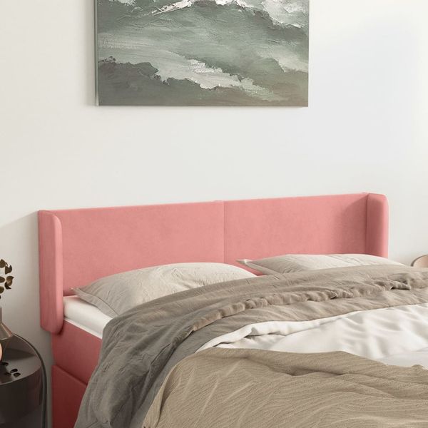 vidaXL Čelo postele so záhybmi ružový 147x16x78/88 cm zamat