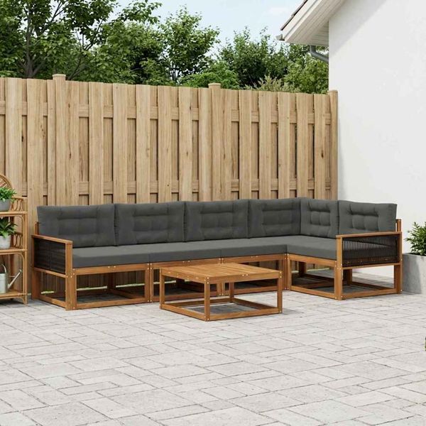 vidaXL Záhradná súprava gaučov s vankúšom 6 pcs Prírodná a antracitová