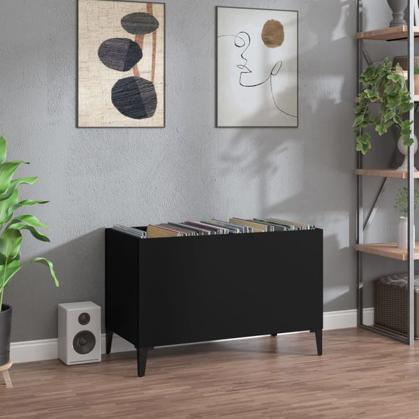vidaXL Skrinka na platne čierna 74,5x38x48 cm kompozitné drevo