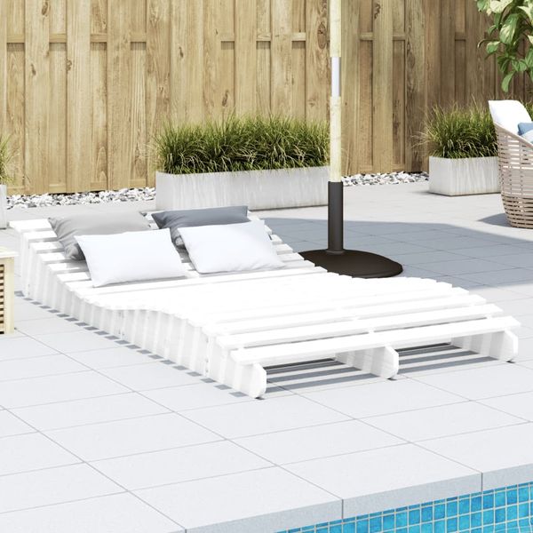 vidaXL Lehátko na opaľovanie biele 205x110x31,5 cm masívna borovica