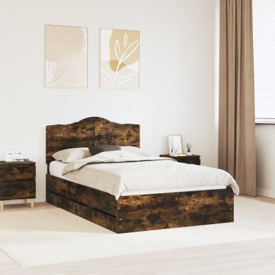 vidaXL Rám postele Údený Dub 135 x 190 cm Inžinierske drevo