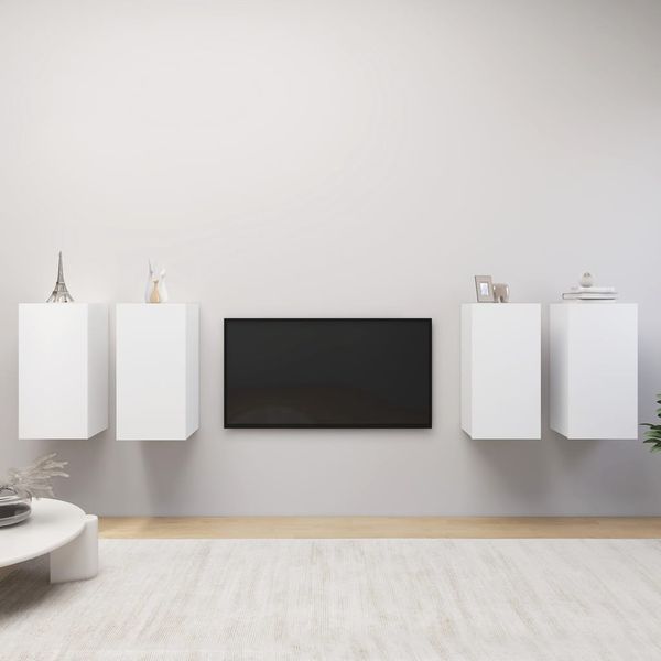 vidaXL TV skrinky 4 ks, biele 30,5x30x60 cm, kompozitné drevo
