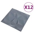 vidaXL Nástenné panely 12 ks 50 x 50 cm Diamond Šedý XPS Pena