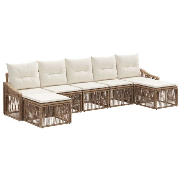 vidaXL Súprava záhradných pohoviek 7 pcs Béžová polyratan