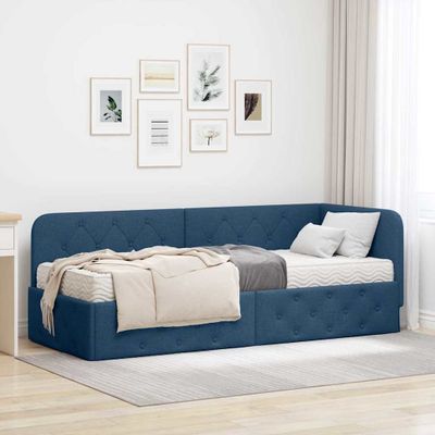 vidaXL Rohový rám postele Modrá 80 x 200 cm látka