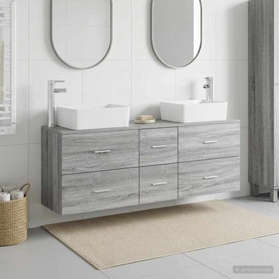 vidaXL Set kabinetov do kúpeľne 3 ks Sivý Sonoma 53 x 34,5 x 63 cm