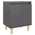 vidaXL Nočné stolíky 2 ks nohy z dreva lesklé sivé 40x30x50 cm