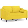vidaXL 2-miestna pohovka s vankúšikmi svetložltá 120 cm látka