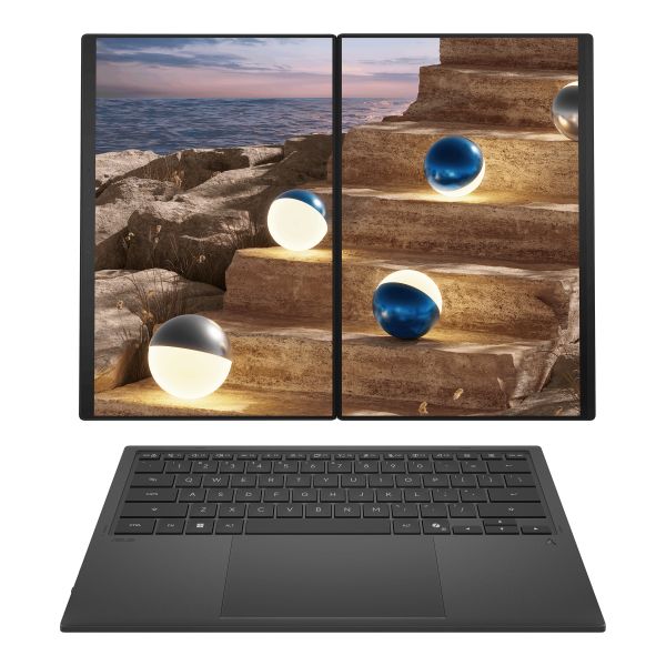 ASUS Zenbook Duo 14 OLED/UX8407AA-OLED087X/UX9-388H/14"/2880x1800/T/32GB/2TB/Intel int/W11P/Gray/2R Notebook, Core Ultra X9 388H, 32GB LPDDR5X, 2TB SSD, 2× 14" 3K OLED 144Hz dotykový, Intel Arc B390, W11P, Ceraluminum, 1,65 kg