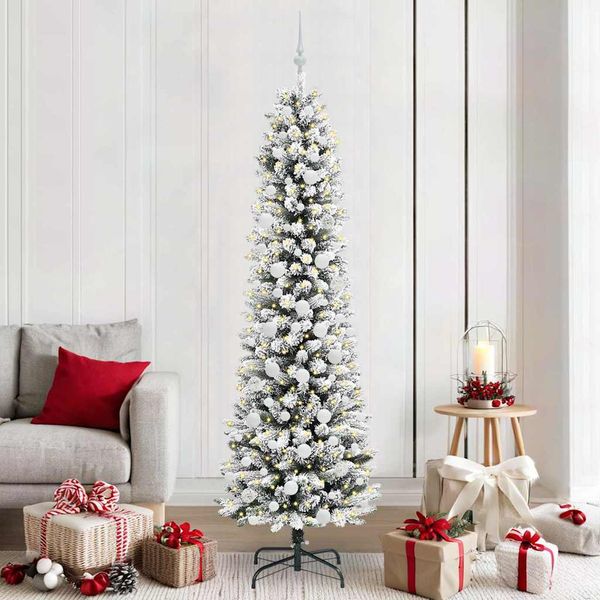 vidaXL Umelý vianočný stromček Biela 210 cm PVC, kov a plast