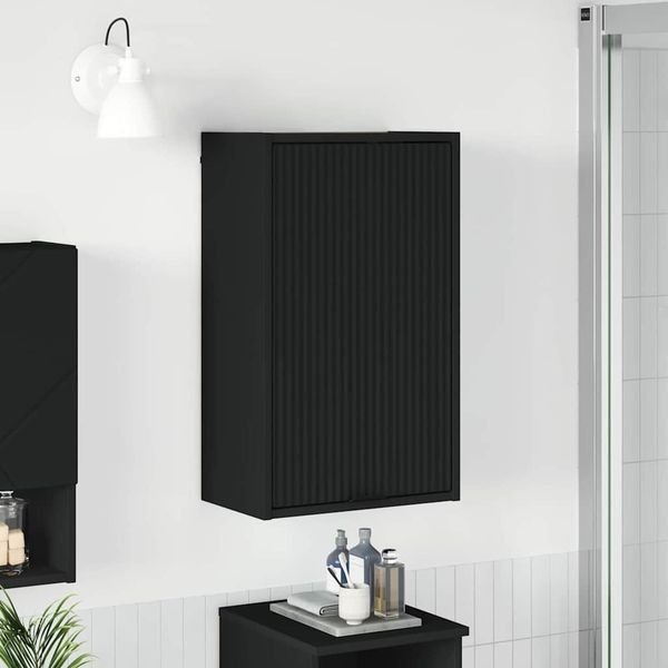 vidaXL Kúpeľňová skriňa Nástenný s úložiskom Čierna 39 x 23,5 x 65 cm
