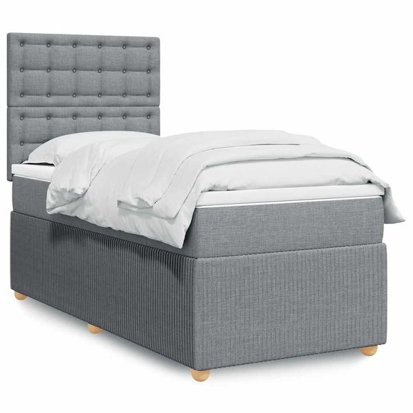 vidaXL Posteľný rám boxsping s matracom bledosivý 90x190 cm látka