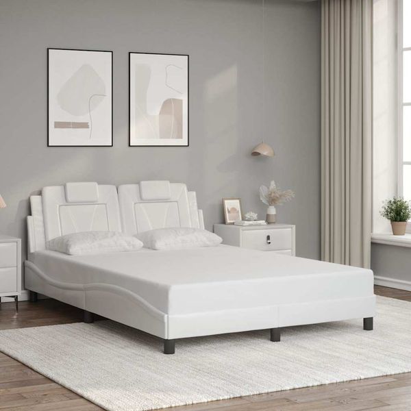 vidaXL Rám postele Viana bez matraca biely 140x200 cm umelá koža