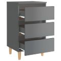 vidaXL Nočné stolíky 2 ks nohy z dreva lesklé sivé 40x35x69 cm