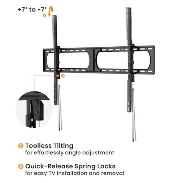 SUNNE by Elite Screens držák na zeď pro LCD a TV 37 - 140"/ max. 125 kg/ fixní Držák na zed, TV 37"–140", max. 125 kg, náklon +7° / -7°, ocel, fixní, delený modulární design, cerný