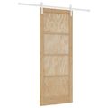 vidaXL Posuvné dvere 83 x 211 cm Borovicový masív Prírodná a biela