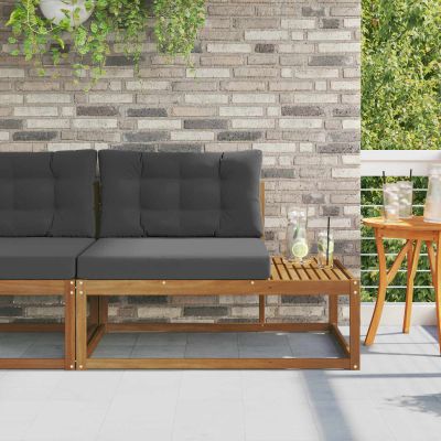 vidaXL Vonkajšia koncová pohovka s vankúšom Prírodná 115 x 83 x 73 cm