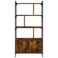 vidaXL Knižnica s dvierkami dymový dub 76,5x30x154,5 cm kompoz. drevo