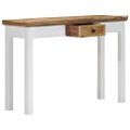 vidaXL Konzolový stolík biely a hnedý 110x35x75 cm masívne mangovníkové drevo