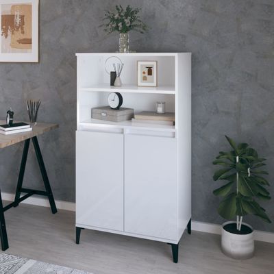 vidaXL Vysoká skrinka vysoký lesk biela 60x36x110 cm spracované drevo
