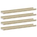 vidaXL Nástenné police 4 ks, biele a dub sonoma 60x9x3 cm